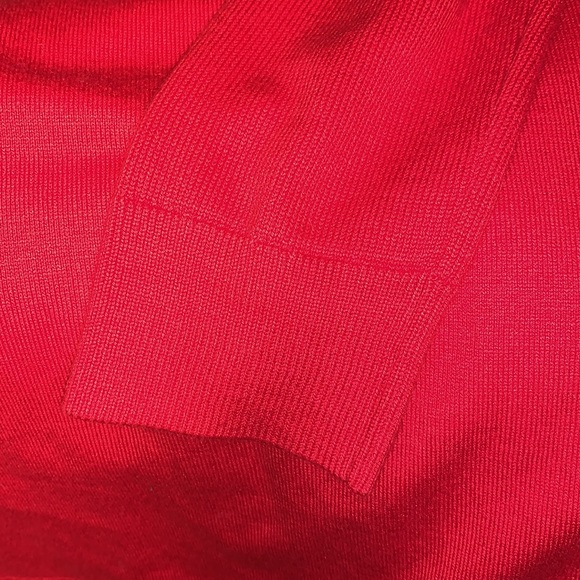 Michael Kors Red Holiday gold studded mock-neck cold shoulder Sweater L luxury - Picture 11 of 11